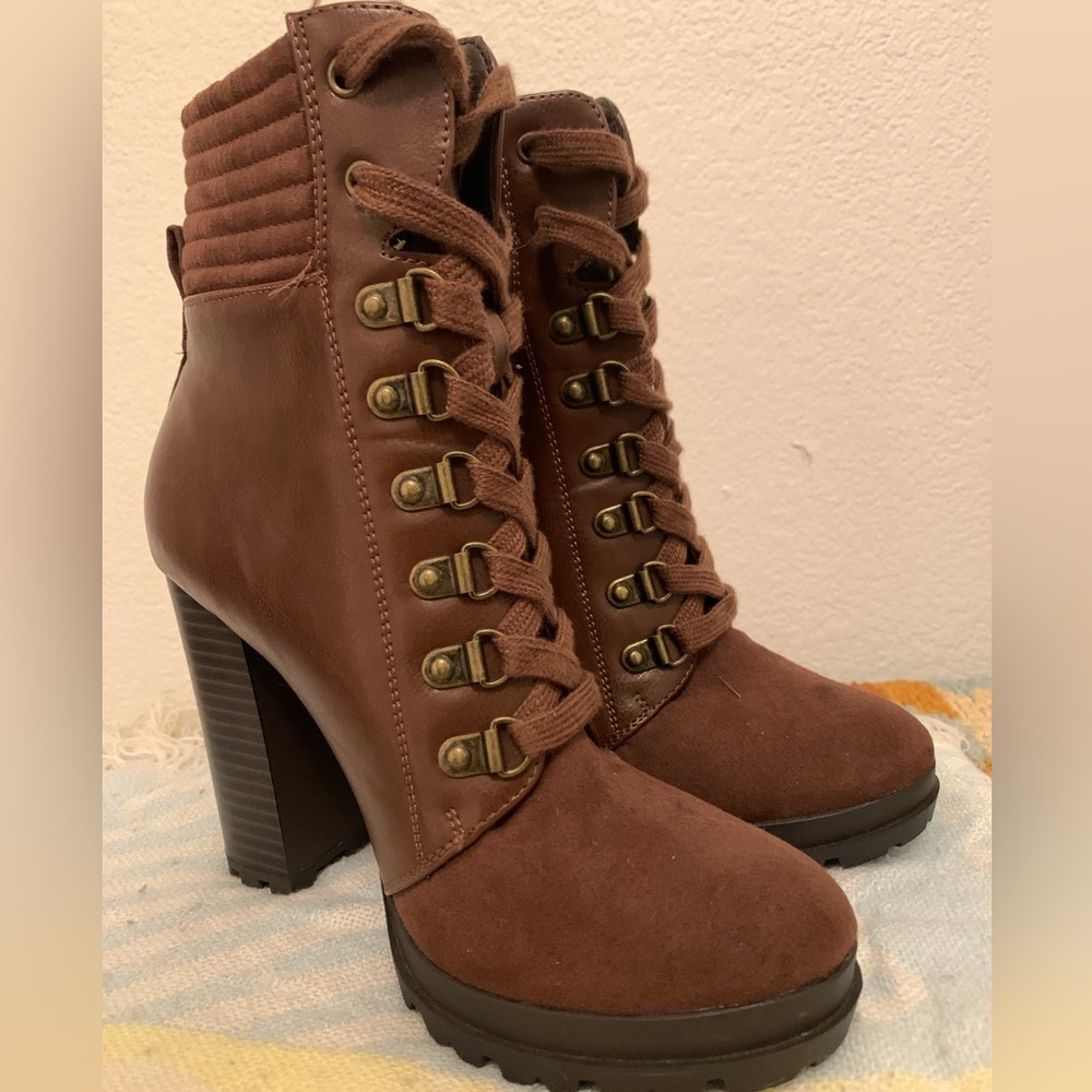 Lace-Up Dark Brown Bootie.
